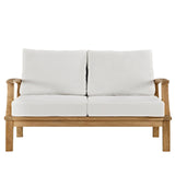 Marina Natural/White Outdoor Patio Teak Loveseat - Ornate Home