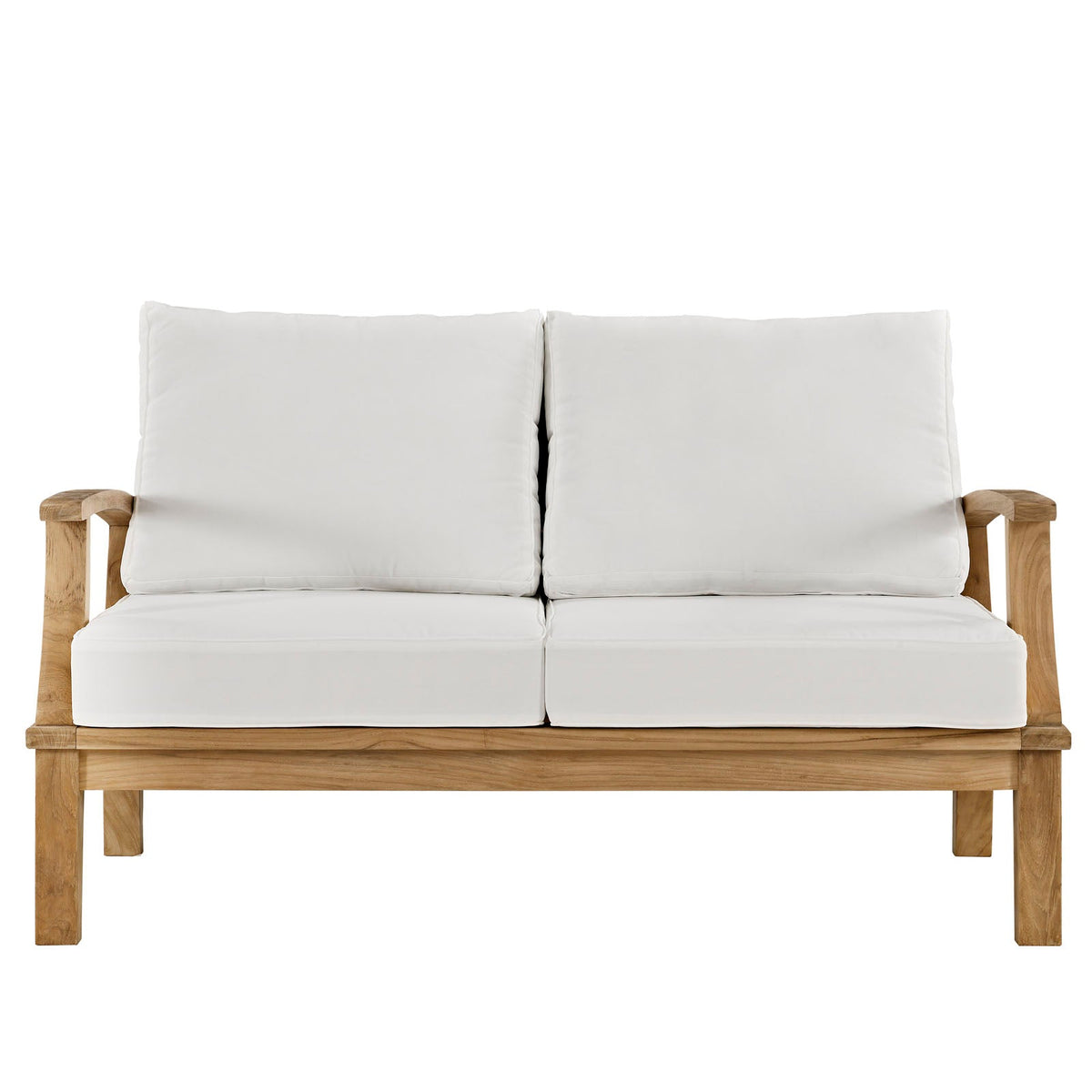 Marina Natural/White Outdoor Patio Teak Loveseat - Ornate Home