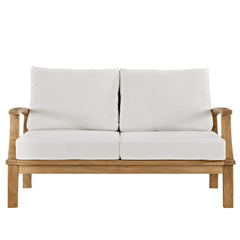 Marina Natural/White Outdoor Patio Teak Loveseat - Ornate Home