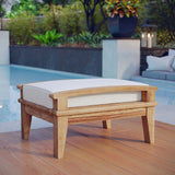 Marina Natural/White Outdoor Patio Teak Ottoman - Ornate Home