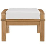 Marina Natural/White Outdoor Patio Teak Ottoman - Ornate Home