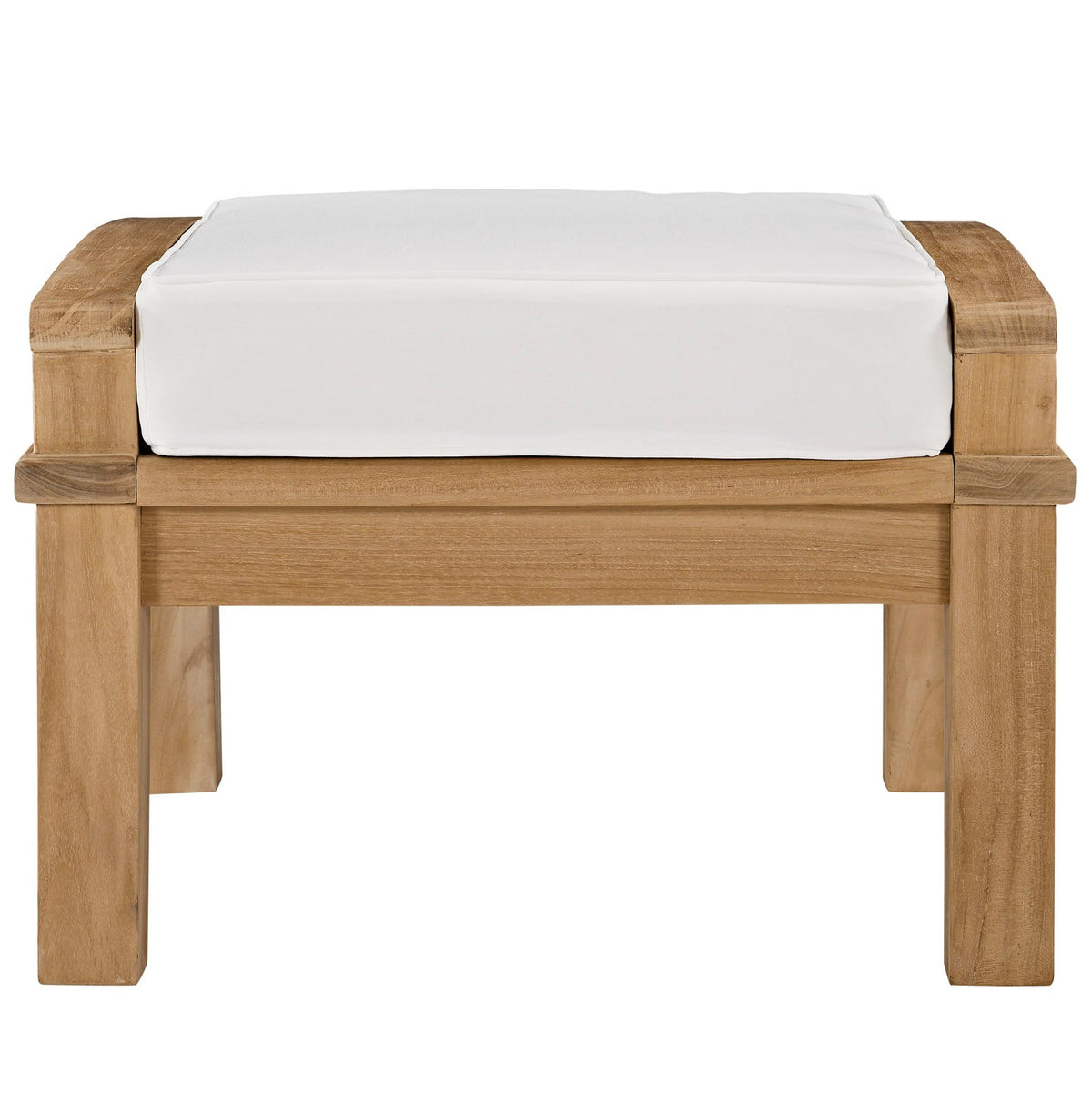 Marina Natural/White Outdoor Patio Teak Ottoman - Ornate Home