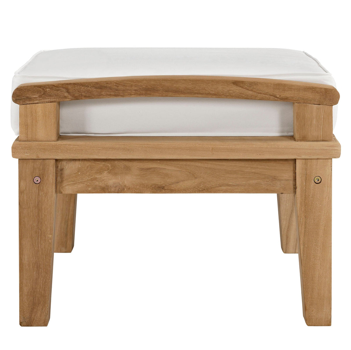 Marina Natural/White Outdoor Patio Teak Ottoman - Ornate Home