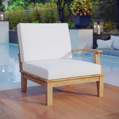 Marina Natural/White Outdoor Patio Teak Right-Facing Sofa - Ornate Home