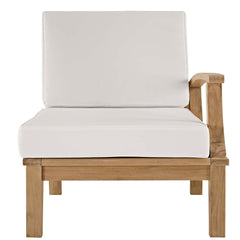 Marina Natural/White Outdoor Patio Teak Right-Facing Sofa - Ornate Home