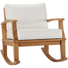 Marina Natural/White Outdoor Patio Teak Rocking Chair - Ornate Home
