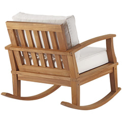 Marina Natural/White Outdoor Patio Teak Rocking Chair - Ornate Home