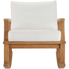 Marina Natural/White Outdoor Patio Teak Rocking Chair - Ornate Home