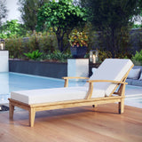 Marina Natural/White Outdoor Patio Teak Single Chaise - Ornate Home