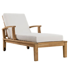Marina Natural/White Outdoor Patio Teak Single Chaise - Ornate Home