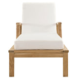 Marina Natural/White Outdoor Patio Teak Single Chaise - Ornate Home