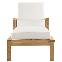 Marina Natural/White Outdoor Patio Teak Single Chaise - Ornate Home