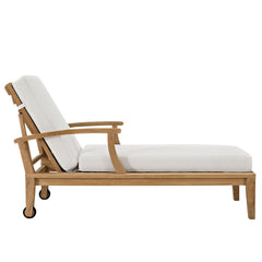 Marina Natural/White Outdoor Patio Teak Single Chaise - Ornate Home