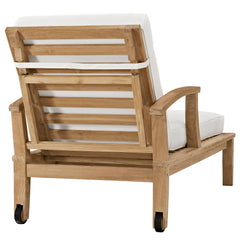 Marina Natural/White Outdoor Patio Teak Single Chaise - Ornate Home