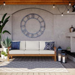 Marina Natural/White Outdoor Patio Teak Sofa - Ornate Home