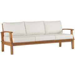 Marina Natural/White Outdoor Patio Teak Sofa - Ornate Home