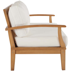 Marina Natural/White Outdoor Patio Teak Sofa - Ornate Home