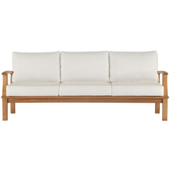Marina Natural/White Outdoor Patio Teak Sofa - Ornate Home