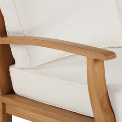 Marina Natural/White Outdoor Patio Teak Sofa - Ornate Home
