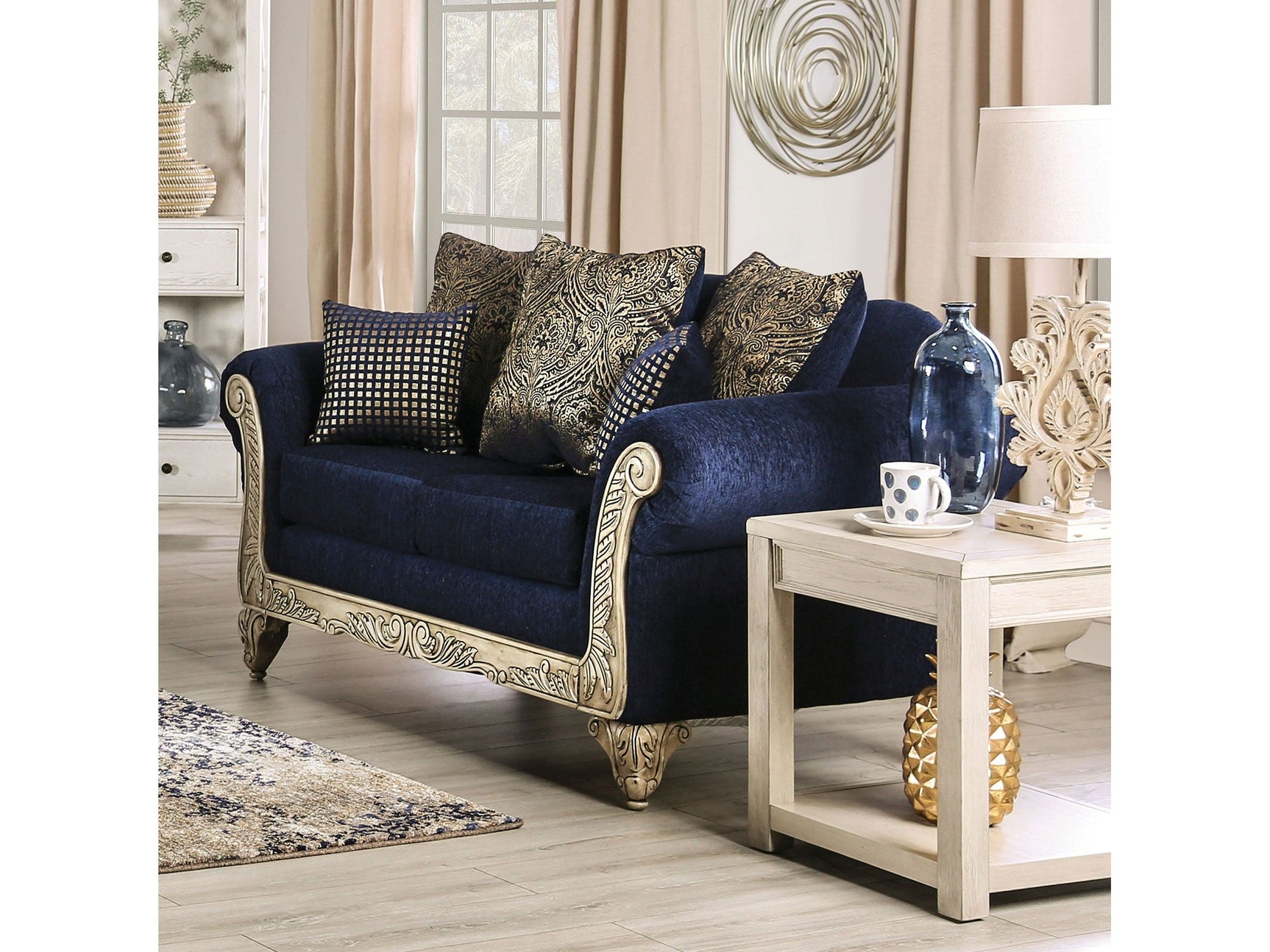 Marinella Royal Blue Loveseat - Ornate Home