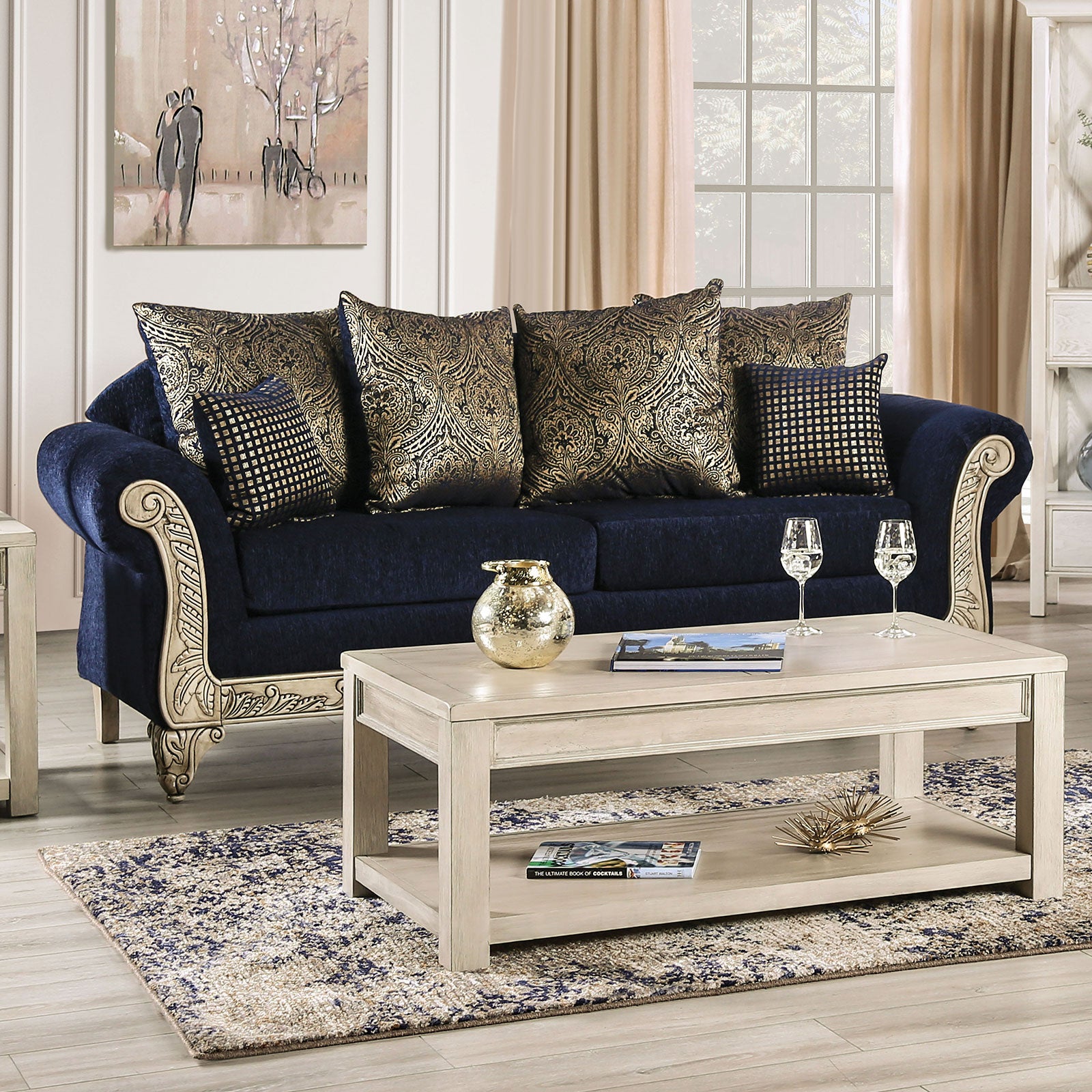 Marinella Royal Blue Sofa & Loveseat - Ornate Home