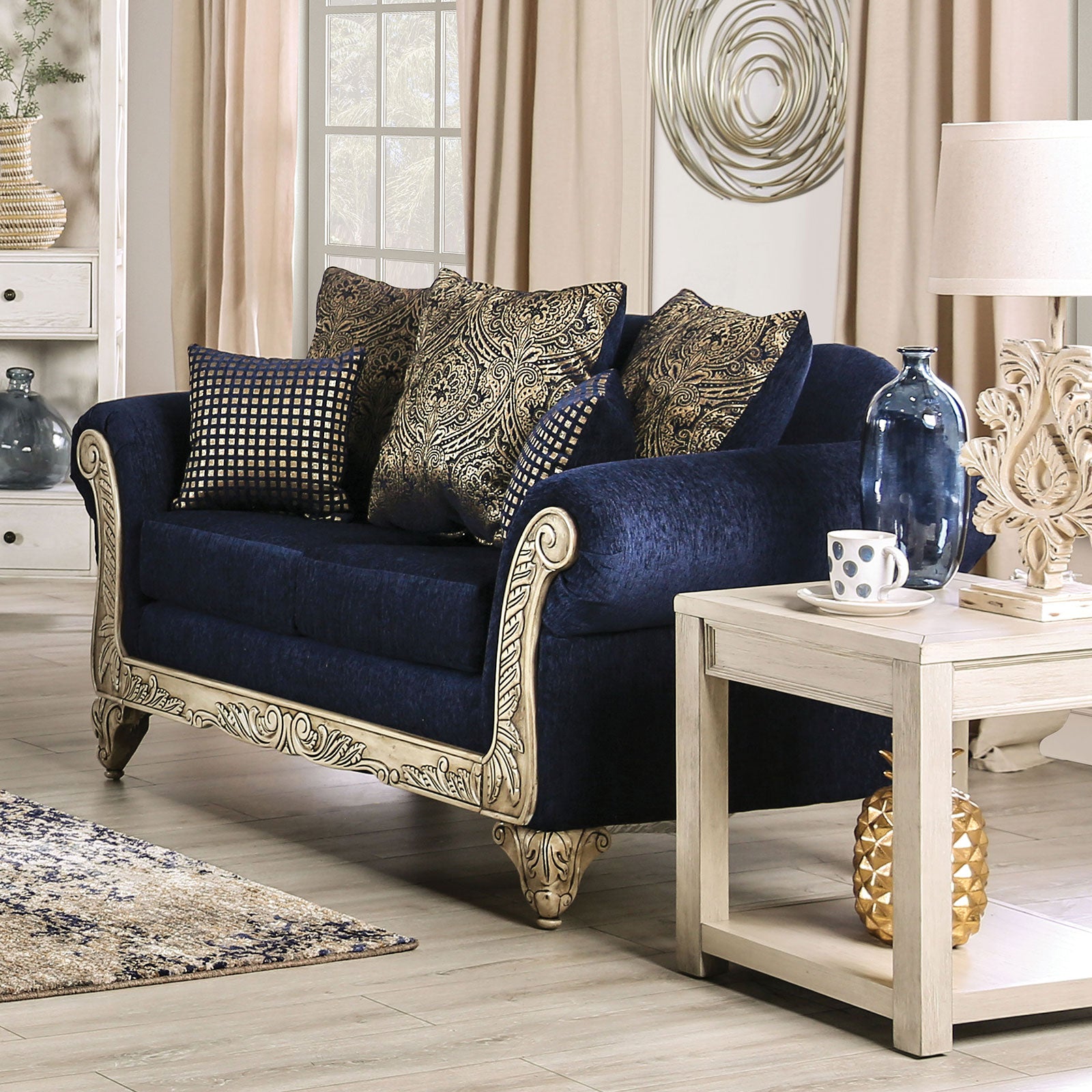 Marinella Royal Blue Sofa & Loveseat - Ornate Home
