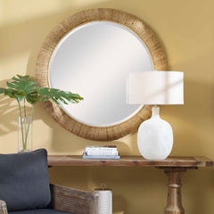 Mariner Brown Natural Round Mirror - Ornate Home