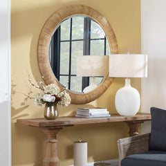 Mariner Brown Natural Round Mirror - Ornate Home