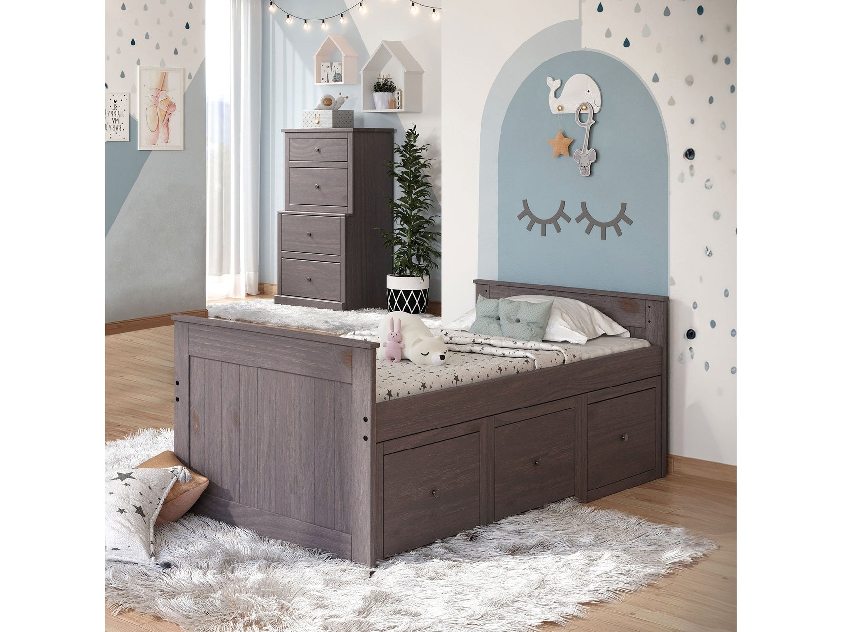 Marinos Gray Twin Captain Bed - Ornate Home