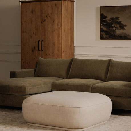 Marion Beige Square Ottoman - Ornate Home