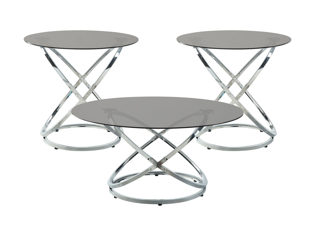 Marion Chrome 3-Piece Pack Occasional Set - Ornate Home
