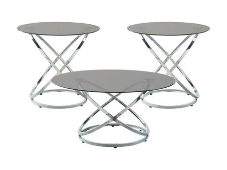Marion Chrome 3-Piece Pack Occasional Set - Ornate Home