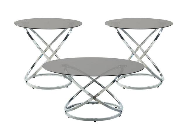 Marion Chrome 3-Piece Pack Occasional Set - Ornate Home