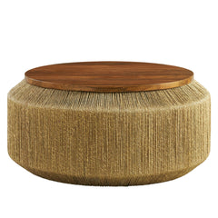 Maris Walnut/Natural Seagrass and Wood Coffee Table - Ornate Home