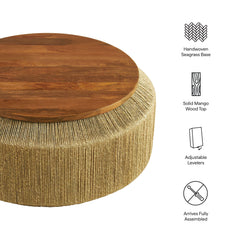 Maris Walnut/Natural Seagrass and Wood Coffee Table - Ornate Home