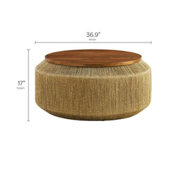 Maris Walnut/Natural Seagrass and Wood Coffee Table - Ornate Home