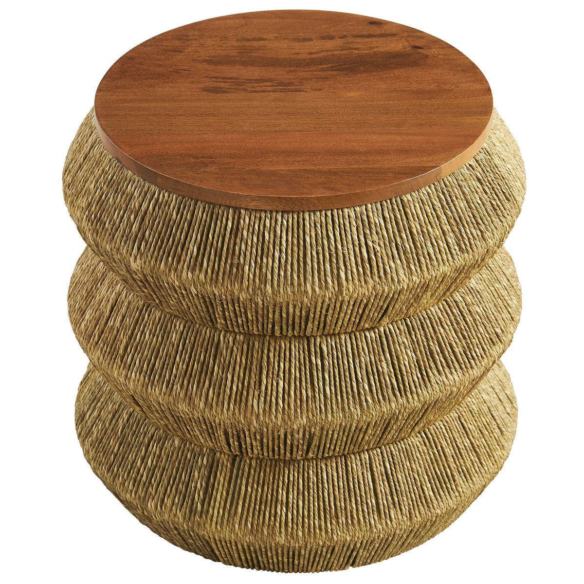 Maris Walnut/Natural Seagrass and Wood End Table - Ornate Home