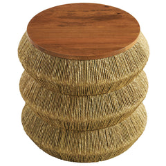 Maris Walnut/Natural Seagrass and Wood End Table - Ornate Home
