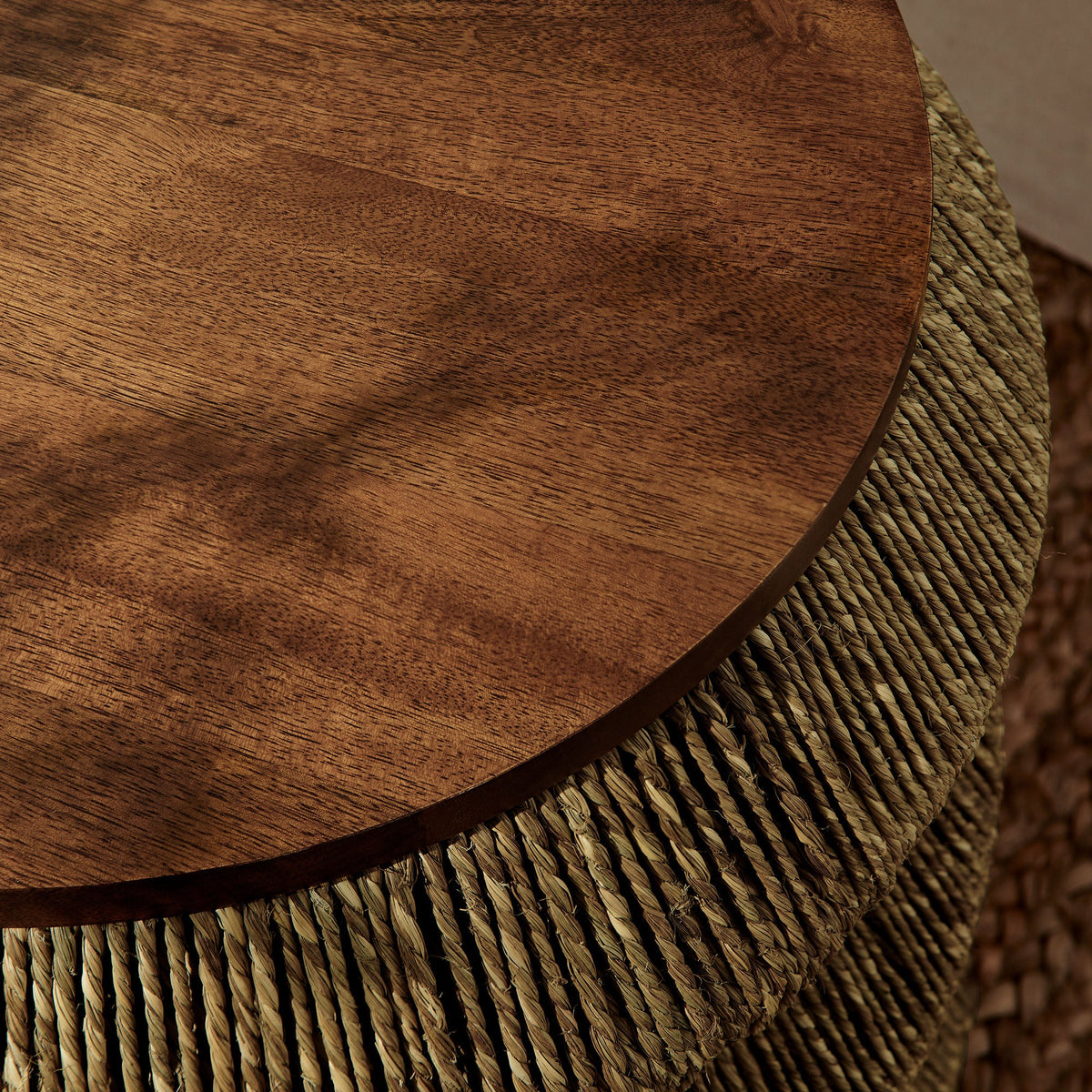 Maris Walnut/Natural Seagrass and Wood End Table - Ornate Home