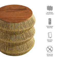 Maris Walnut/Natural Seagrass and Wood End Table - Ornate Home