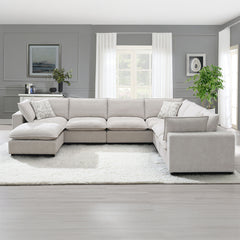 Marisa Beige Boucle Modular Ottoman - Ornate Home