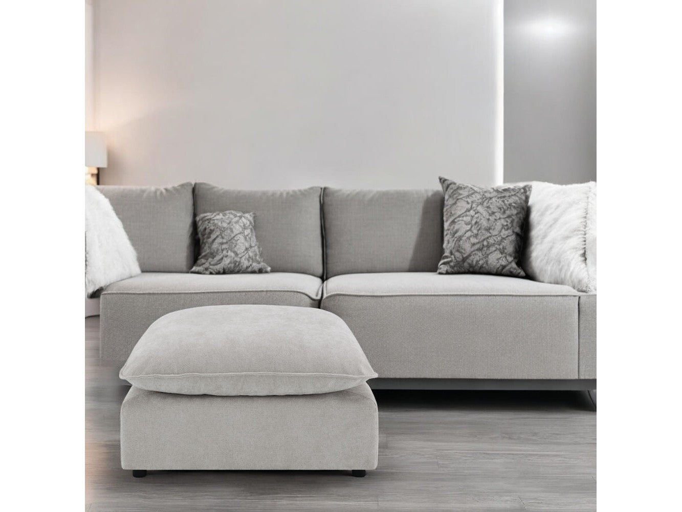 Marisa Beige Boucle Modular Ottoman - Ornate Home