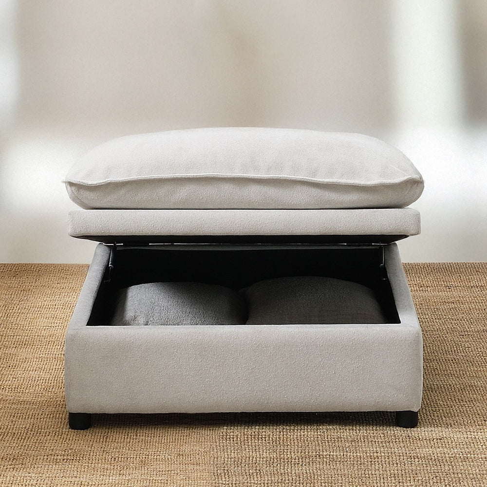 Marisa Beige Boucle Modular Ottoman w/Storage - Ornate Home