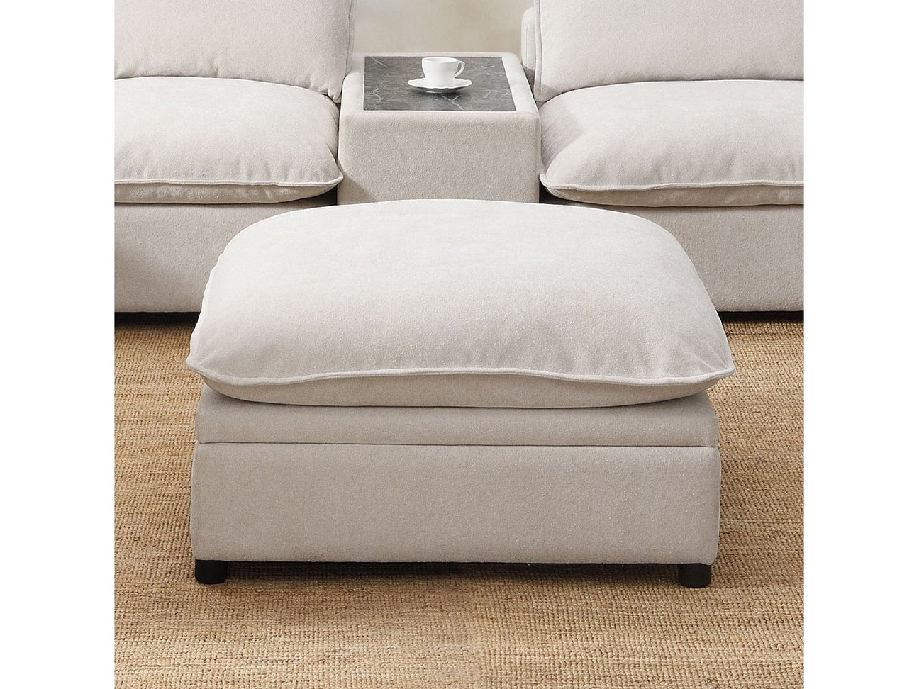 Marisa Beige Boucle Modular Ottoman w/Storage - Ornate Home