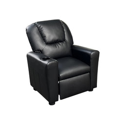 Marisa Black 23"W PU Leather Kids Recliner - Ornate Home