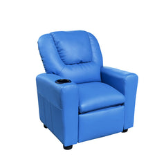 Marisa Blue 23"W PU Leather Kids Recliner - Ornate Home