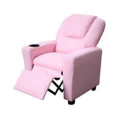 Marisa Pink 23"W PU Leather Kids Recliner - Ornate Home