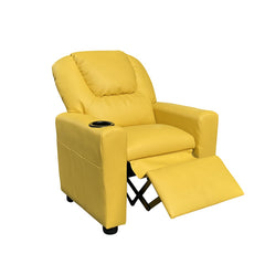Marisa Yellow 23"W PU Leather Kids Recliner - Ornate Home