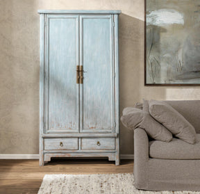 Marisol Ocean Mist 2-Drawer 2-Door Tall Cabinet