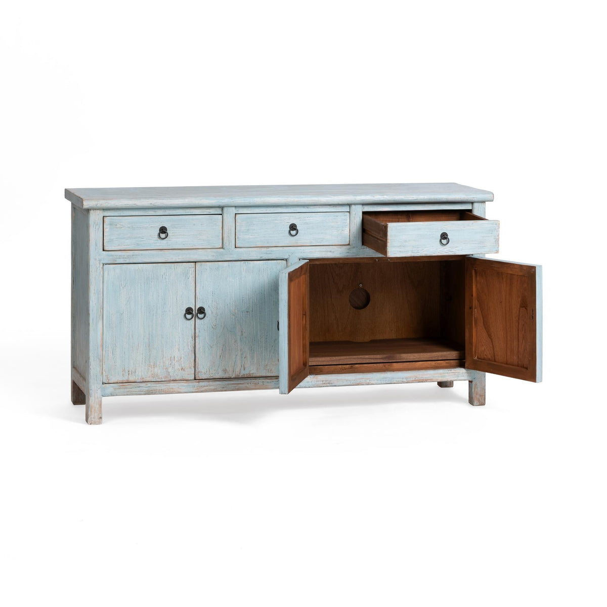 Marisol Ocean Mist 3-Drawer 4-Door Cabinet